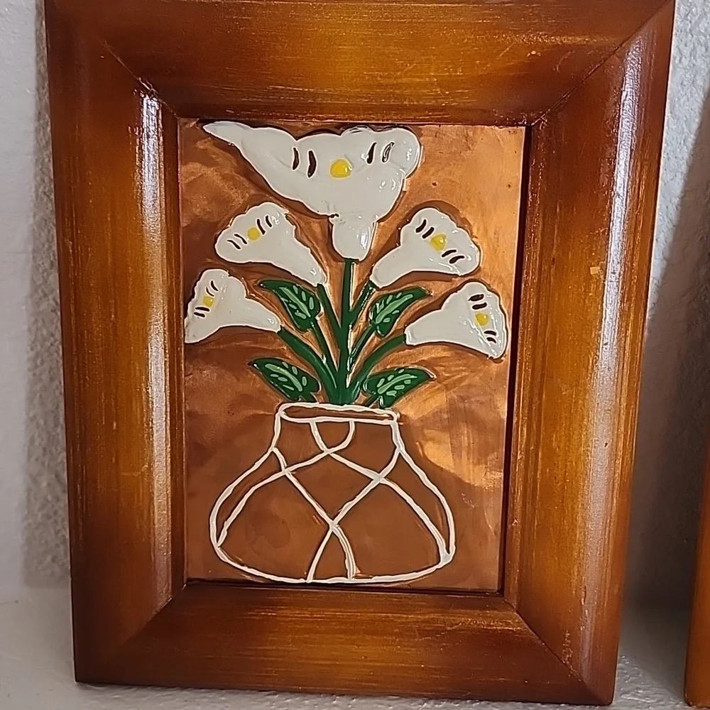 Vintage Copper Art Floral  Wall Art Set - Picture 3 of 7